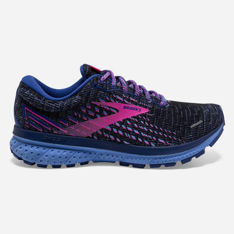 Brooks Ghost 13 Israel - Women's Road Running Shoes - Ebony Grey/Blue/Pink (68237-EFCA)